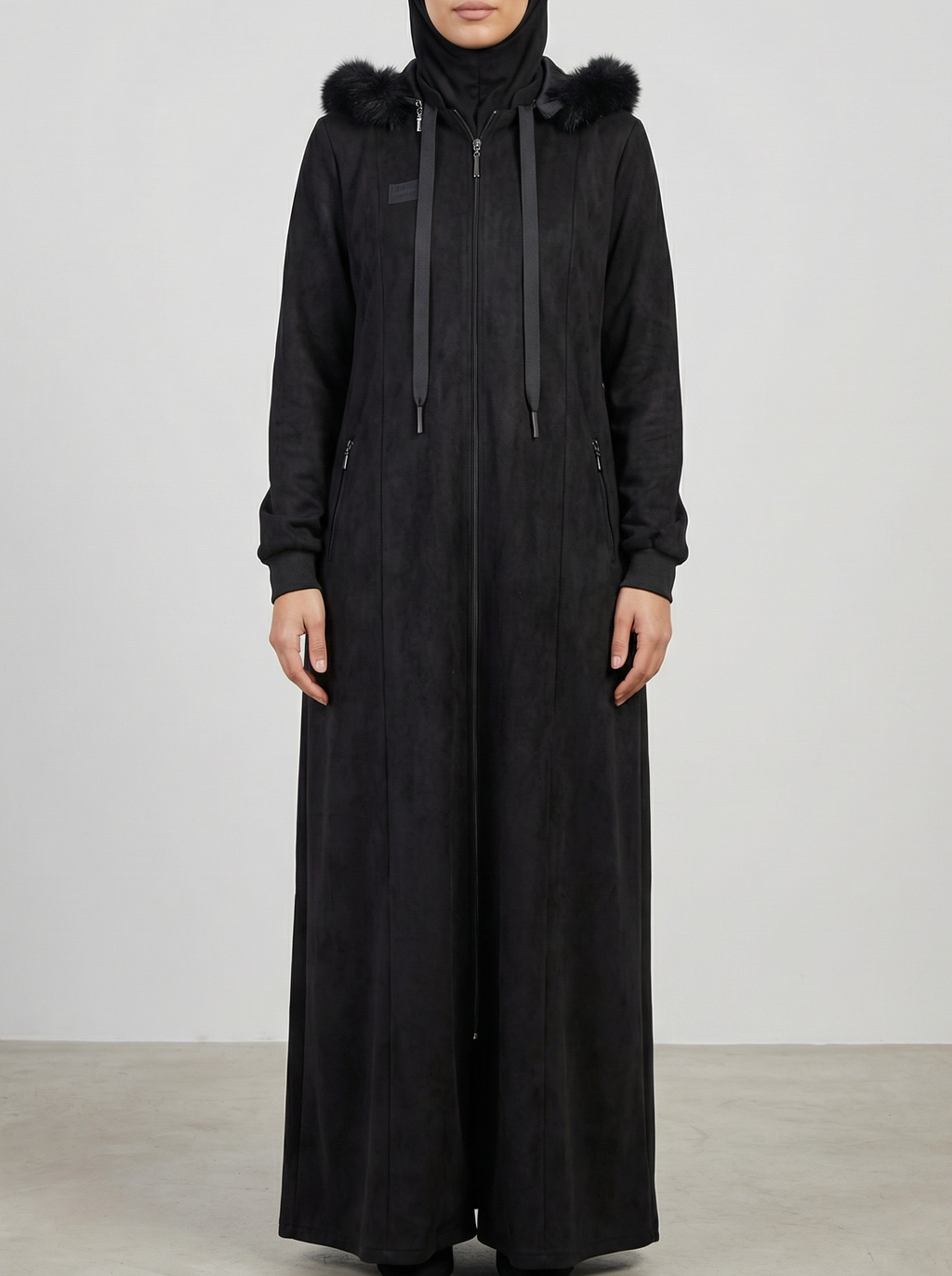 Ziena longline Zip coat in suede