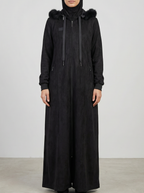 Ziena longline Zip coat in suede