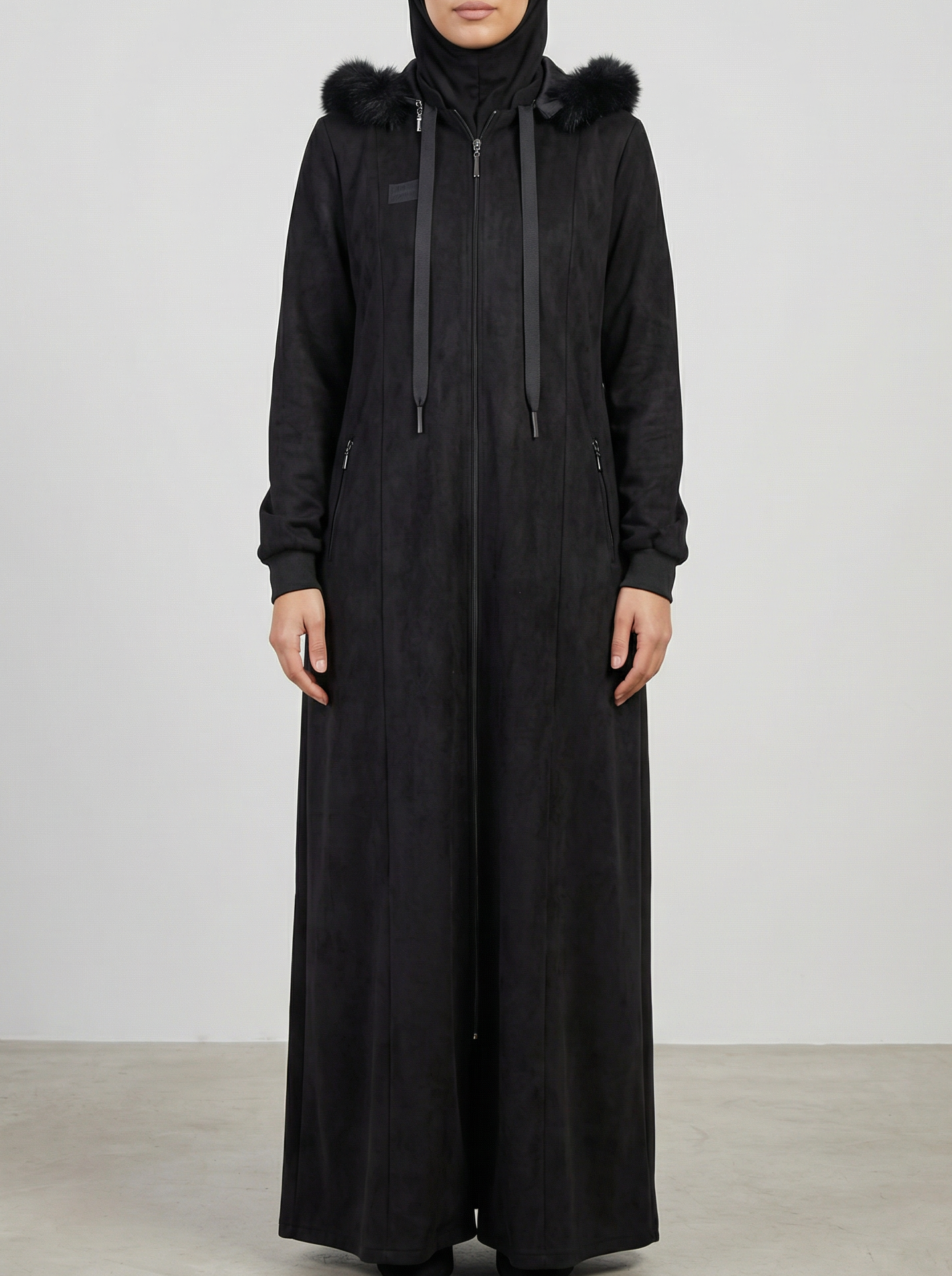 Ziena longline Zip coat in suede