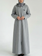 Ziena longline Zip coat with hood- Grey