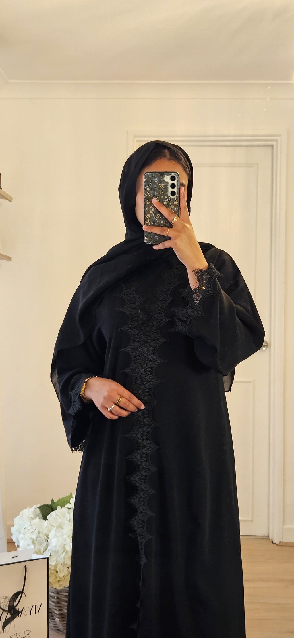 Black Net Abaya With Slip dress