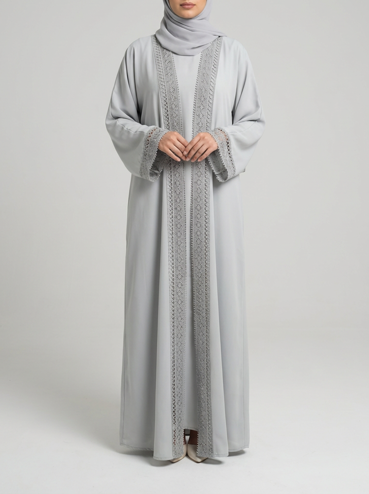 Grey Lace Abaya