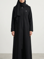 Ziena longline Zip coat with hood- Black