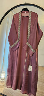Shimmer Leaf Abaya - Purple