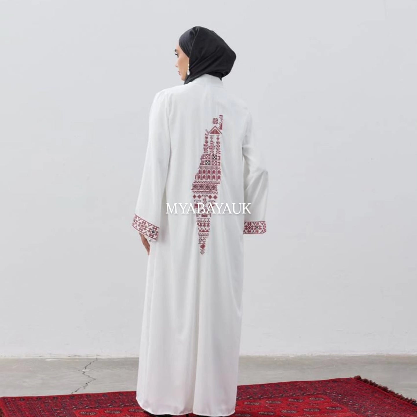 Palestine Abaya in white