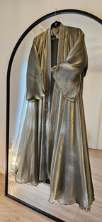 Shimmer Green Abaya With Slip Dress