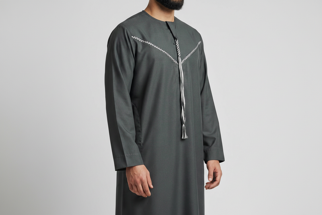 Men's Embroidery Green Thobe