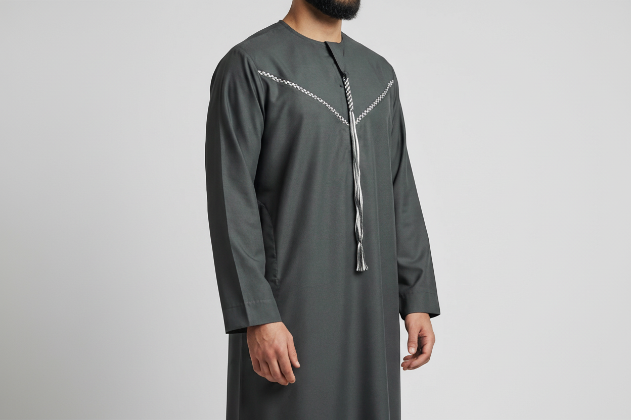 Men's Embroidery Green Thobe