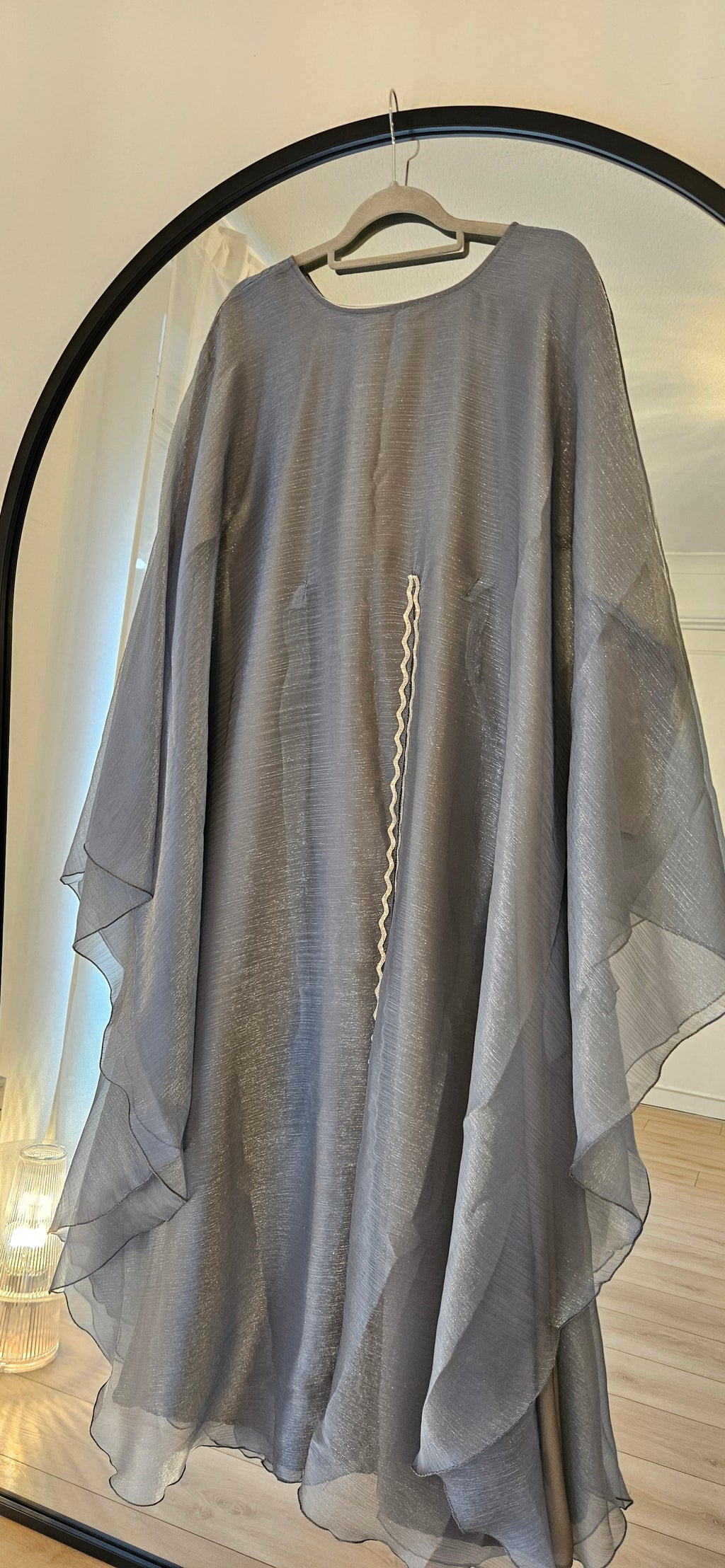 Shimmer Cape Abaya - Dusty Blue