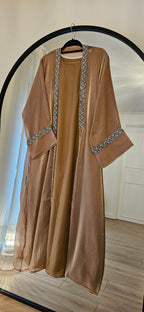 Shimmer Leaf Abaya - Gold