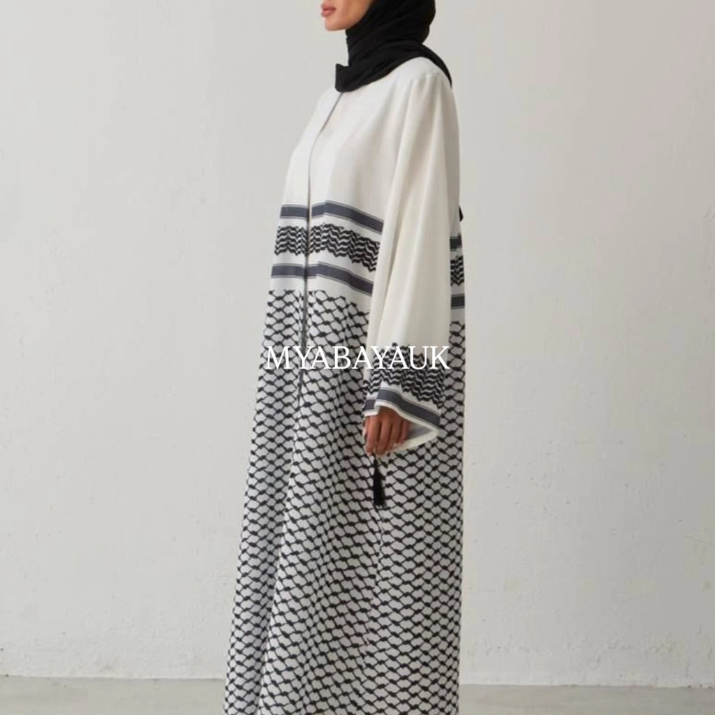 Palestine Abaya in white