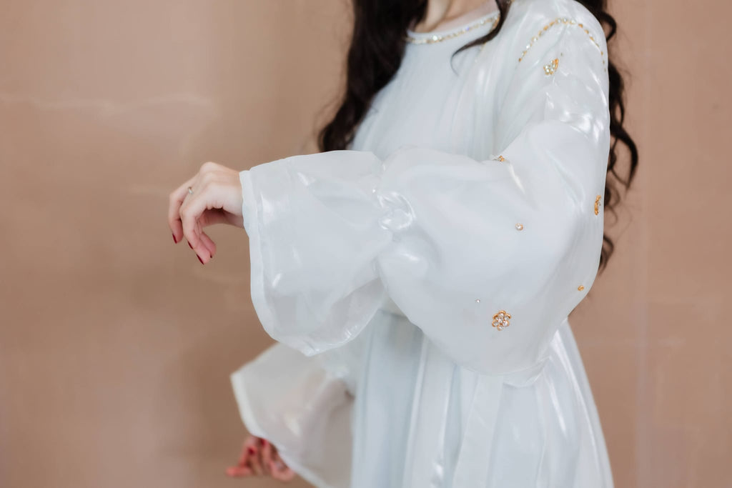 White Shimmer Abaya
