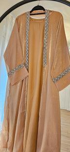 Shimmer Leaf Abaya - Gold