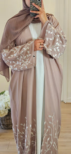 Pink Leaf Abaya In Pink