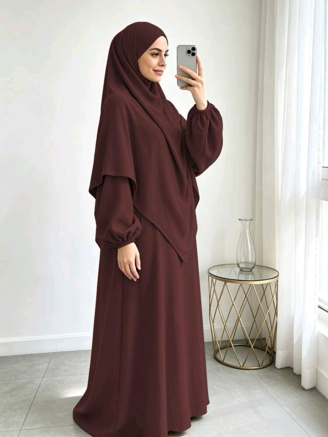 Khimar With Abaya-Maroon