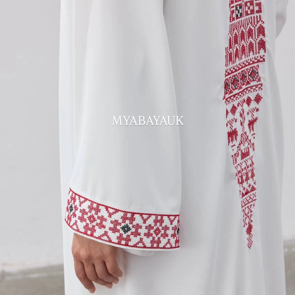 Palestine Abaya in white