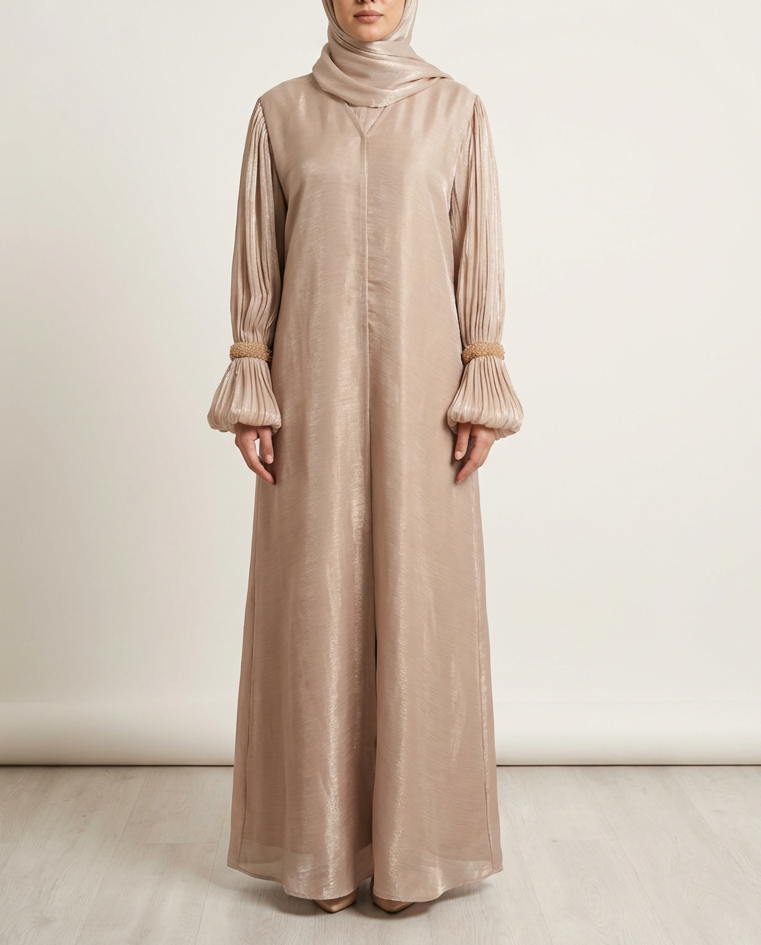 Exclusive Shimmer Beaded Abaya in Pink