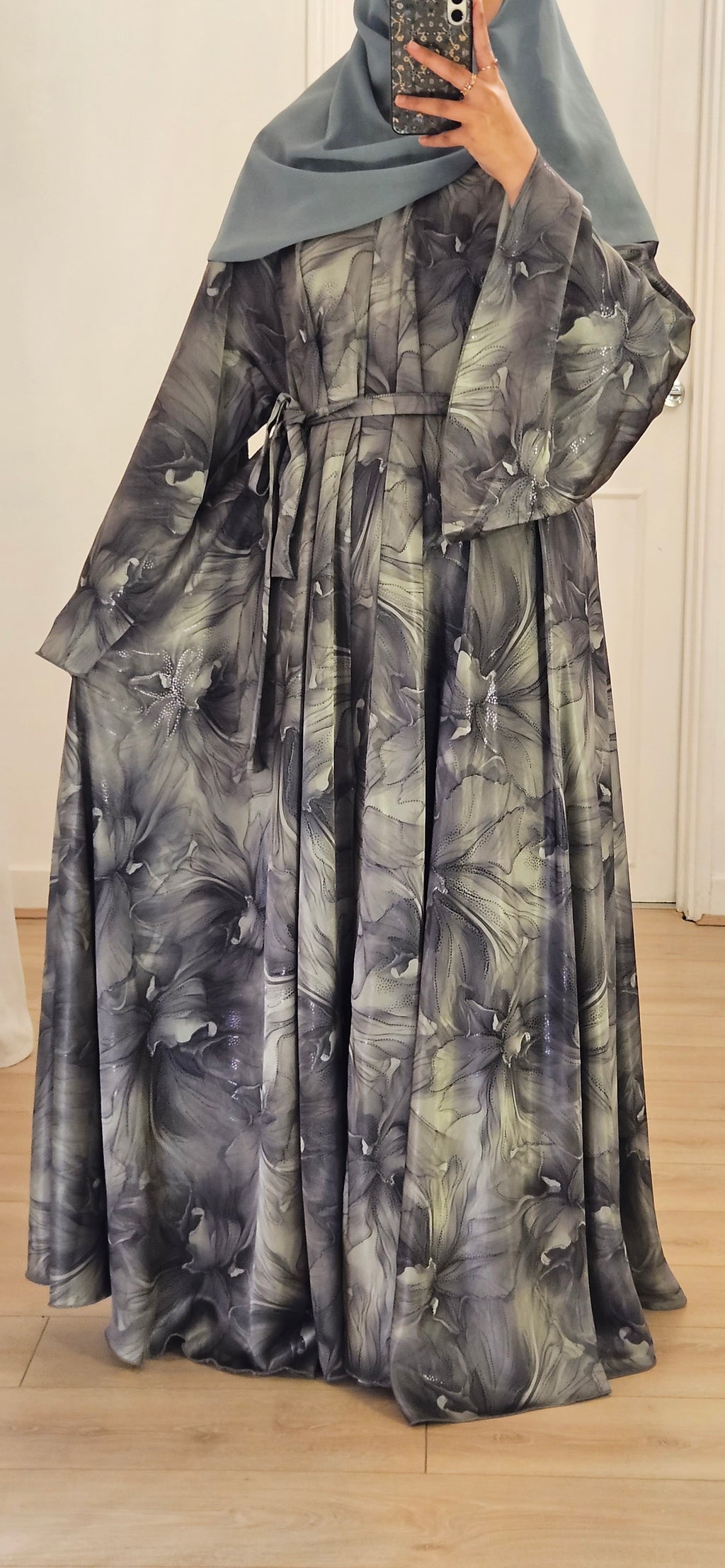 Floral Umbrella Abaya In Green