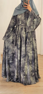 Floral Umbrella Abaya In Green