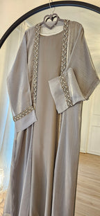 Shimmer Leaf Abaya - silver