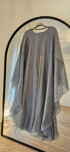 Shimmer Cape Abaya - Dusty Blue