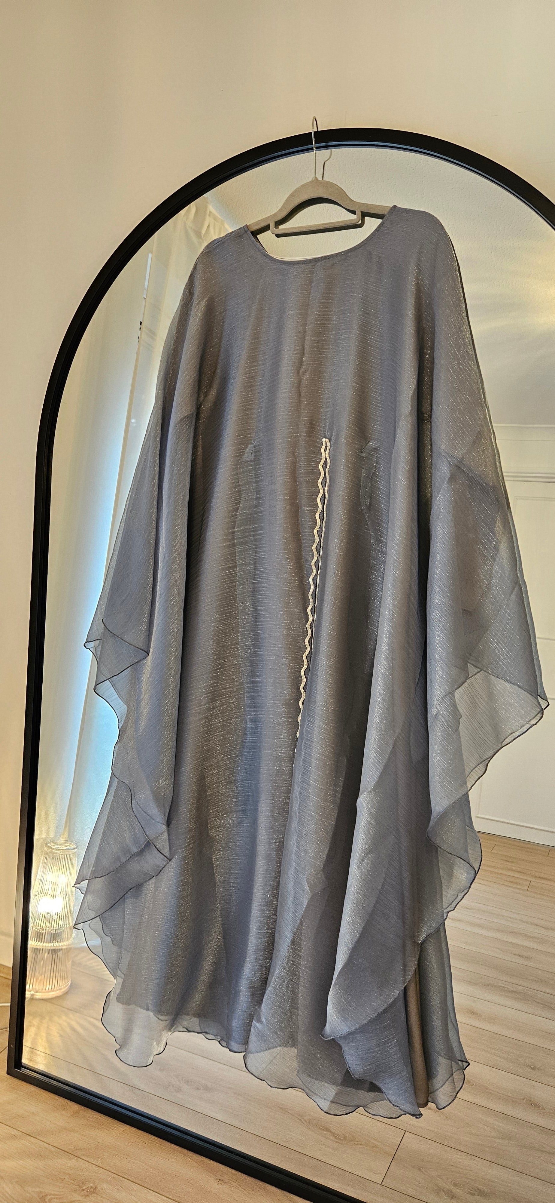 Shimmer Cape Abaya - Dusty Blue