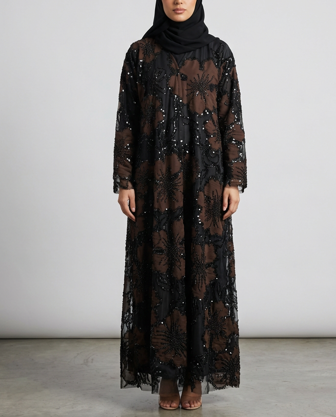 Exclusive Brown Flower Abaya