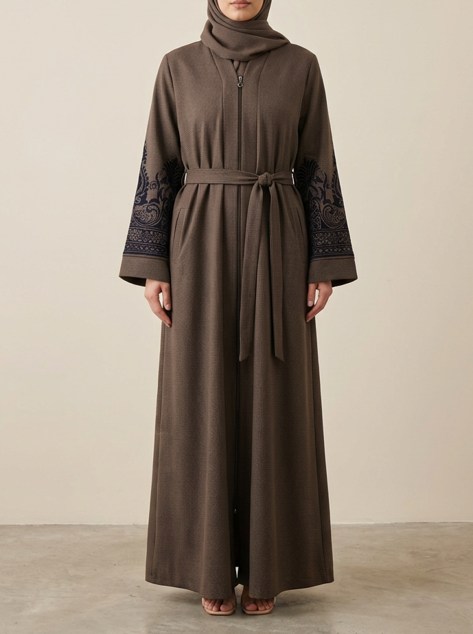 Turkish Velvet Abaya in Brown