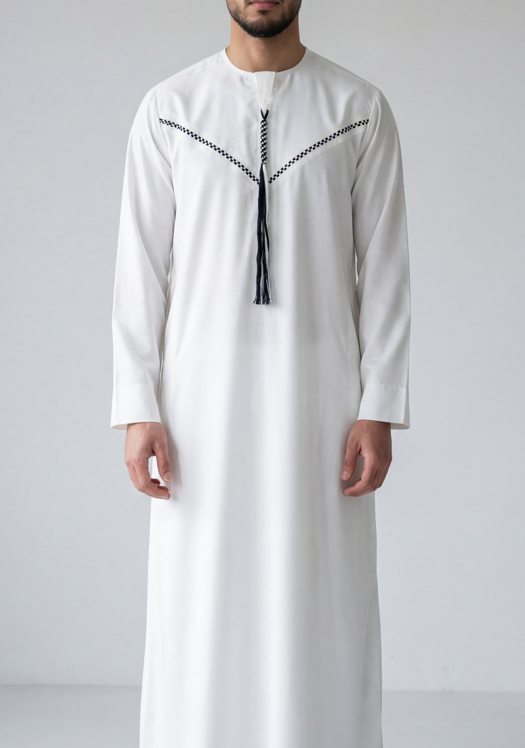 Men's Embroidery White Thobe