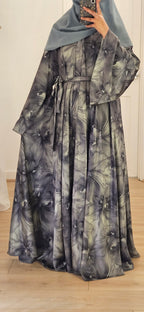 Floral Umbrella Abaya In Green