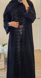 Black Net Abaya With Slip dress