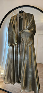 Shimmer Green Abaya With Slip Dress