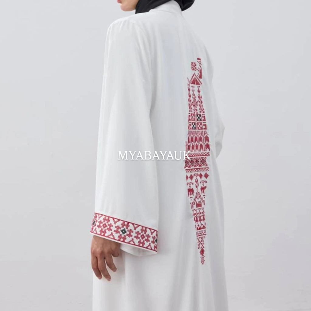 Palestine Abaya in white