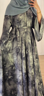 Floral Umbrella Abaya In Green