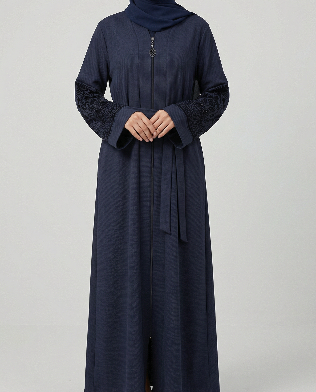 Turkish Abaya In Velvet Navy