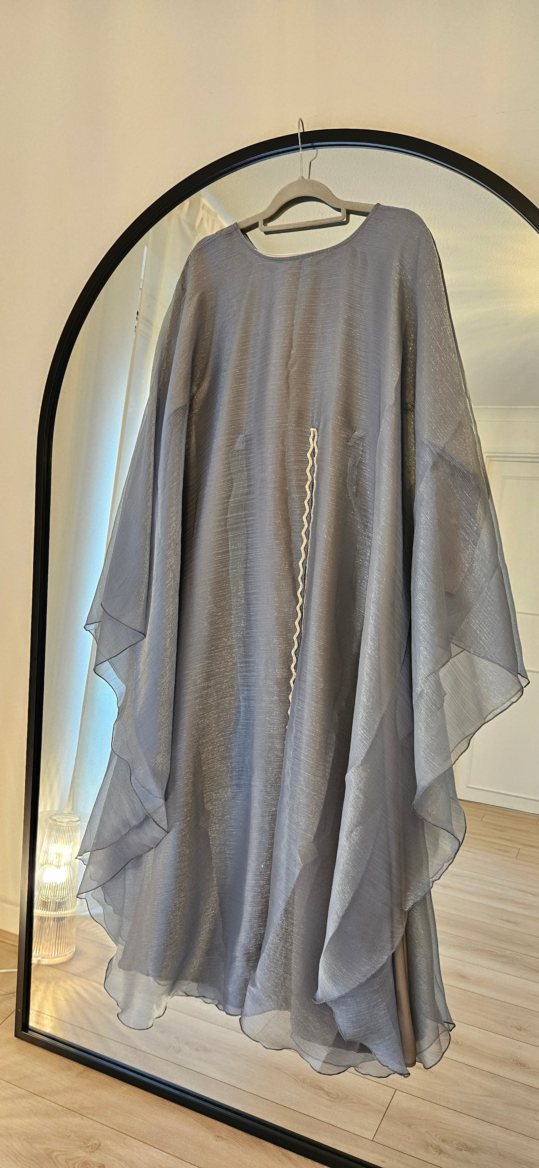 Shimmer Cape Abaya - Dusty Blue