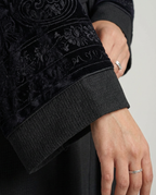 Turkish Flower Abaya in Velvet Black