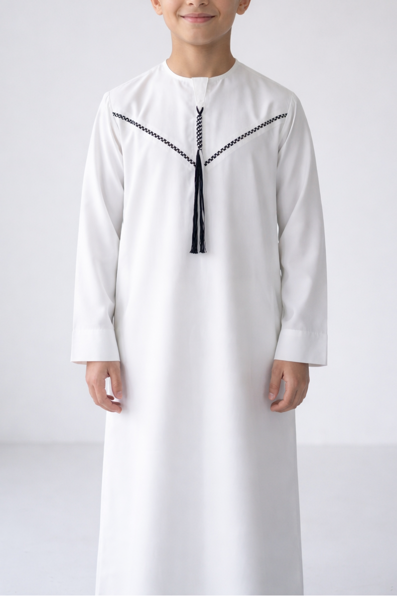Boys Embroidery White Thobe