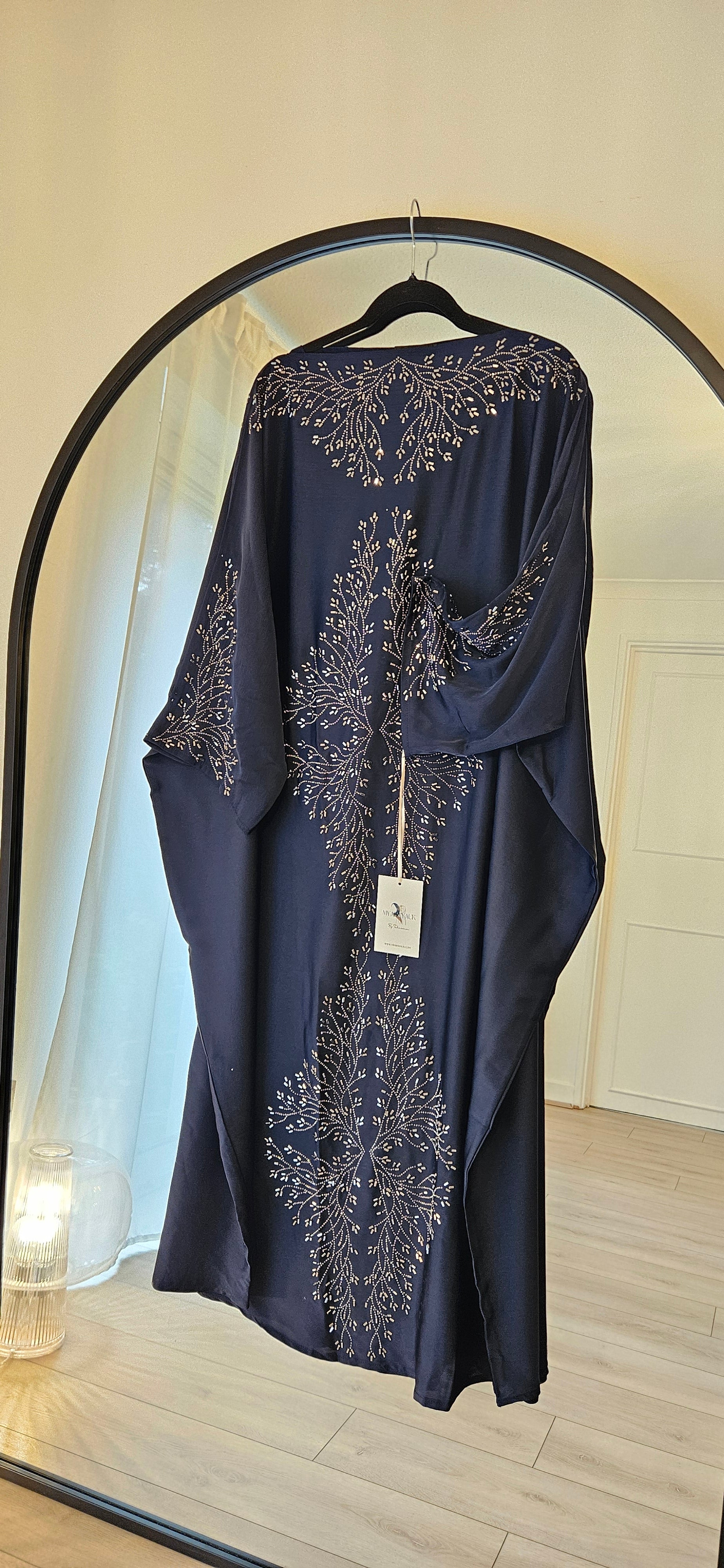 Butterfly Abaya with Belt - Blue