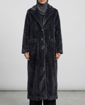 Aria Fur Longline Coat In Black
