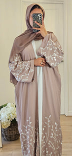 Pink Leaf Abaya In Pink